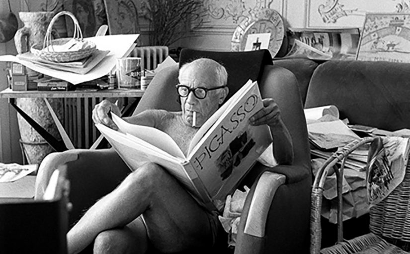 Picasso reading book on himself, Villa La Californie, Cannes 1961 Silver gelatin print 94x66cm