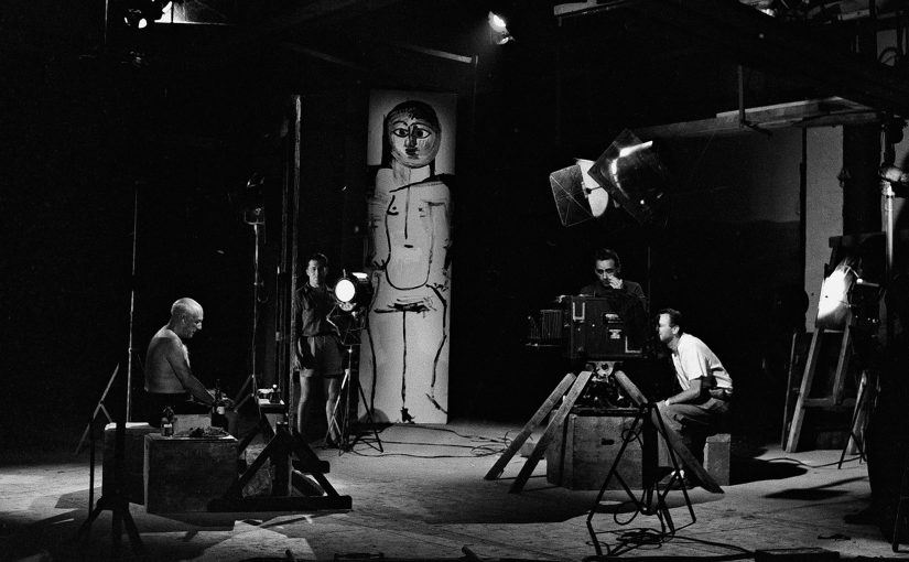 Picasso during the filming of “Le Mystère Picasso”, by Henri-Georges Clouzot, Studios de La Victorine, Nice, 1955 Silver gelatin print 40x50cm